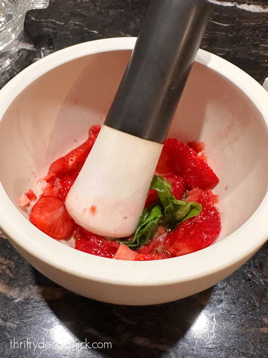 muddled strawberry and basil